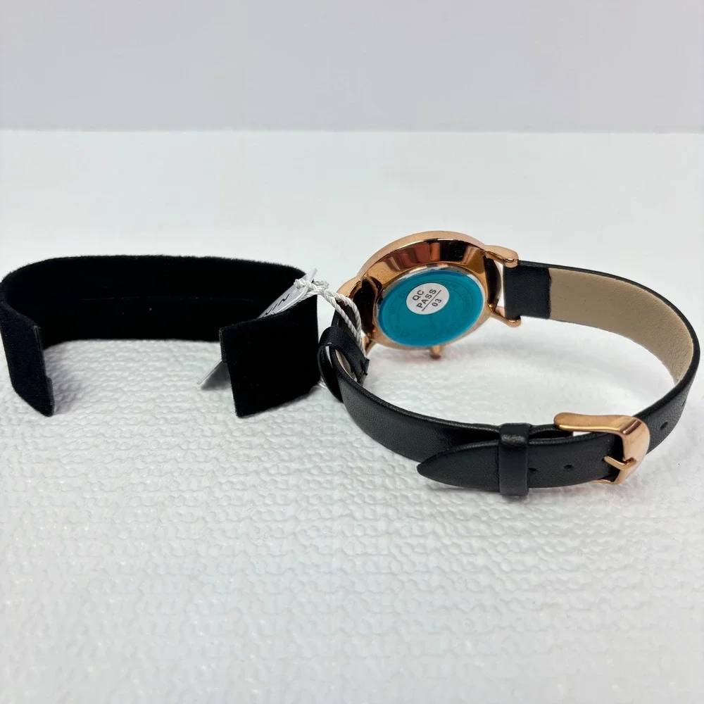 Nine‎ West Gold Tone Watch New with Tags Elegant White Face Black Strap Women's